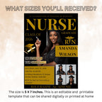 Black Gold Nurse Graduation Invitation RN Pinning Ceremony invite with photo, Medical CNA Nursing Graduate Flyer LPN Magazine Cover Template