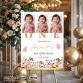 Wildflower 1st Birthday Welcome Party Sign, Floral Poster Sign with photo, Flower Butterfly theme Board Sign First Birthday Sign Template