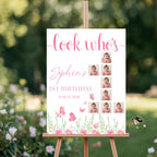 Wildflower 1st Birthday Welcome Party Sign with photo, Floral Poster Sign, Flower Butterfly theme Board Sign, First Birthday Sign Template