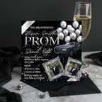 Black Silver Prom Send Off Invitation, Men Prom Night with photo invite, Editable Senior Ball Party and Junior Prom Hollywood Flyer Template