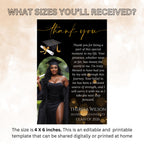 Graduation Thank You Card with photo, Black gold Senior Grad Party Thank you note, Elegant Thank Card for Graduates Printable Template