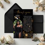 Graduation Thank You Card with photo, Black gold Senior Grad Party Thank you note, Elegant Thank Card for Graduates Printable Template