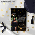 Graduation Thank You Card with photo, Black gold Senior Grad Party Thank you note, Elegant Thank Card for Graduates Printable Template