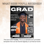 Black Silver Graduation Announcement Invitation, Boy Senior Grad Party Invite with photo, Male College Graduate Magazine Cover Template