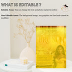Yellow Gold Birthday Brunch Invitation with photo, Brunch and Bubbly invite, Woman Elegant Party invite,  Retirement Brunch Flyer Template
