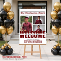Maroon Newspaper Graduation Welcome Party Sign, Boy Senior Grad Announcement Sign with photo, High School Graduate Sign, Printable Template
